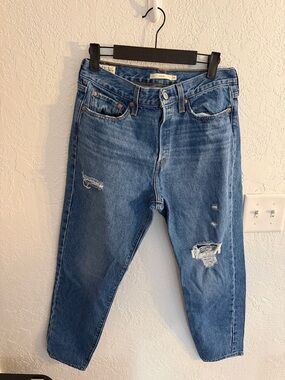 Levi's Medium Blue Distressed Boyfriend Jeans